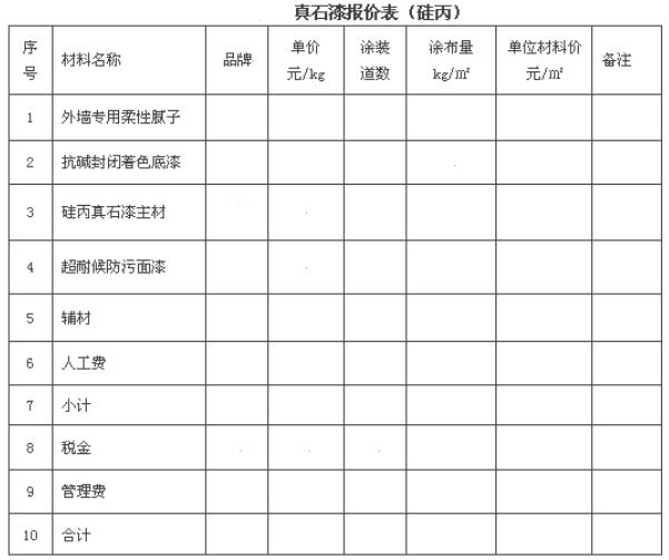 真石漆價(jià)格報(bào)價(jià)表
